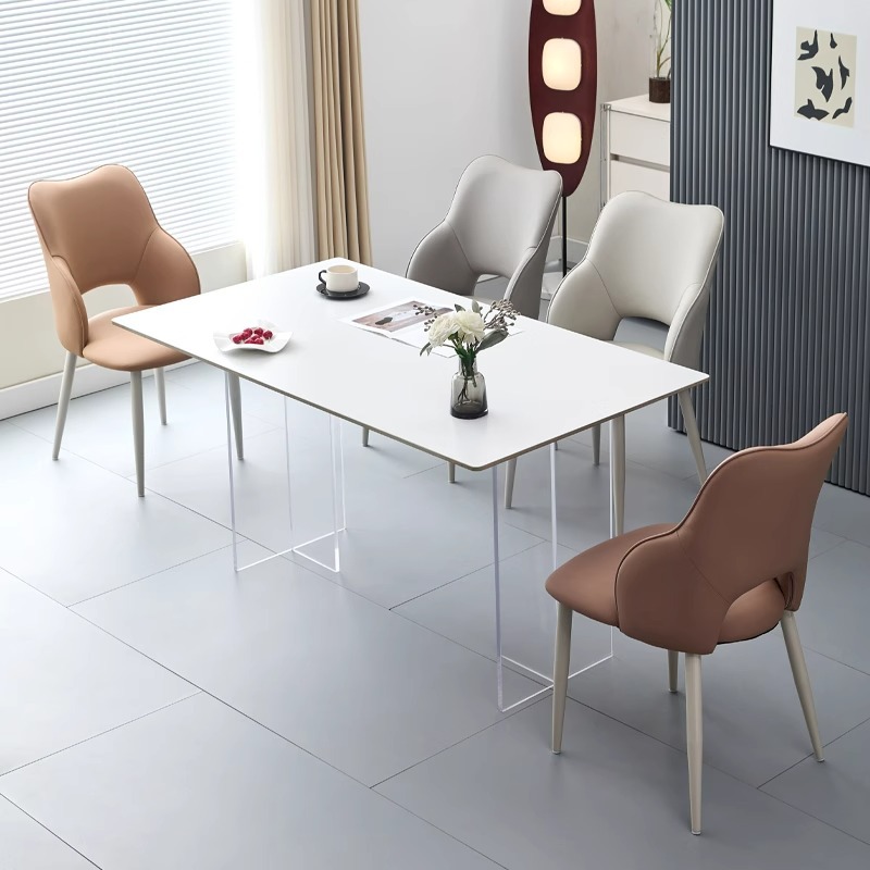 Taburete de lujo ligero minimalista italiano, silla de respaldo, silla de comedor de celebridades de Internet para el hogar, silla de estilo crema de alta calidad, simplicidad moderna