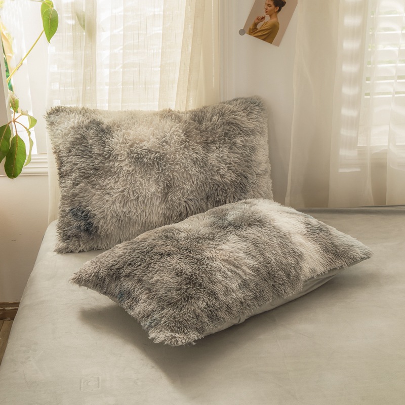 外贸出口水貂绒枕头套一只装亚马逊秋冬季加厚保暖跨境长毛绒枕套