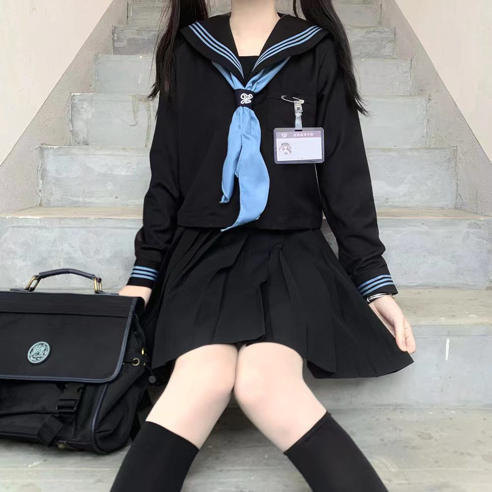 水手服女jk制服短袖套裝基礎款黑領三本日系海軍學院風夏服中間服 網友推薦 Ali Verybuy Fashion