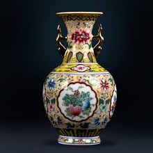 景德鎮陶瓷器古琺琅彩手繪花瓶插花中式客廳裝飾品家居復古擺件