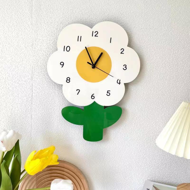 Casual Flower Creative Literary Cartoon Clock Living Room Silent Wall Clock Flower Shop Popular Cute Decorative Clock Ins Casual Flower Creative Literary Cartoon Clock Living Room Silent Wall Clock Flower Shop Popular Cute Decorative Clock Ins