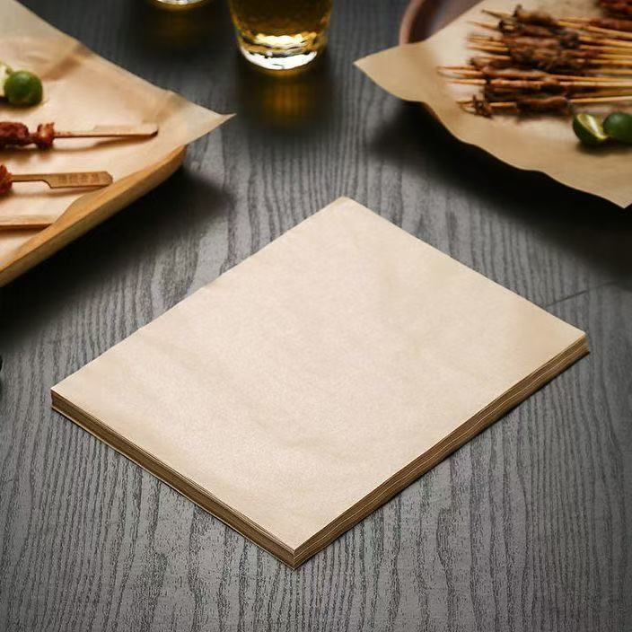 Naturfarbene quadratische Grillpapierkissen Backpapier Fettabsorbierpapier Backblechpapier Lebensmitttelunterlage Papier kommerzieller Ofen Frittieröl-Trennpapier