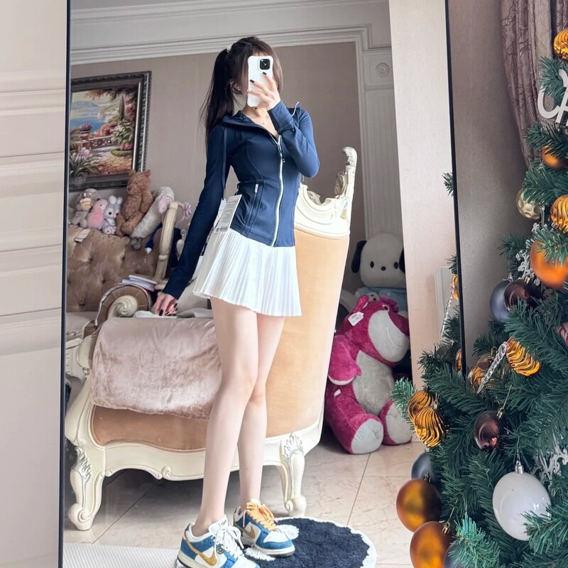 Short Women's Stand-Up Collar Yoga Wear, Slim Fit, Sports and Leisure, Breathable, Slimming and Waist-Showing Full-Zip Jacket