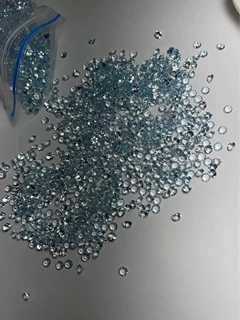 天然海蓝宝圆形刻面2.5ＭＭ 3ＭＭ海蓝色尖底首饰 配石