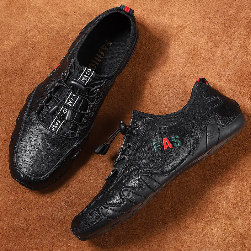 2025 cuero casual para hombres transfronterizos talla grande perezoso zapatos de guisantes de suela blanda británica pulpo zapatos de hombre de piel de vaca