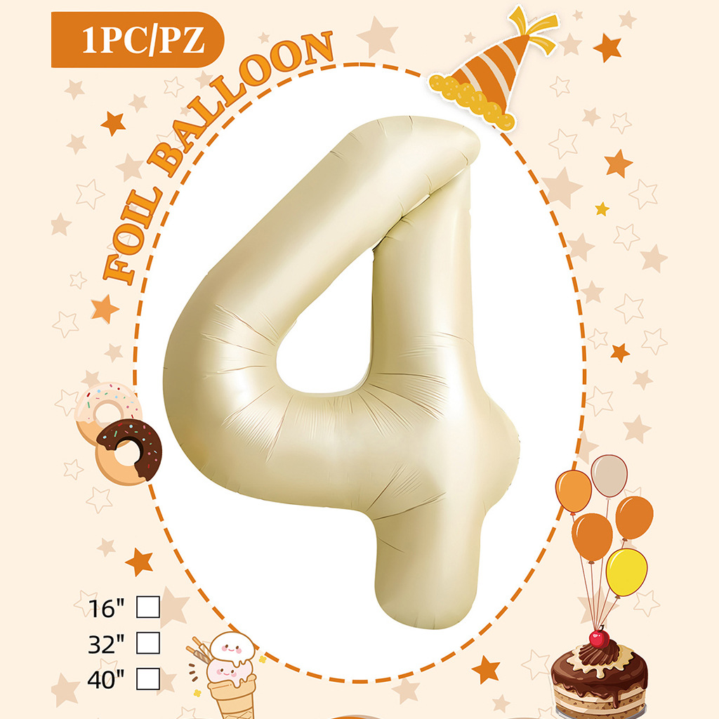 Embalaje de tarjeta de papel independiente digital de cumpleaños impreso en blanco de 32 pulgadas, decoración de fiesta de la versión estadounidense, película de aluminio, decoración de globos de papel de aluminio