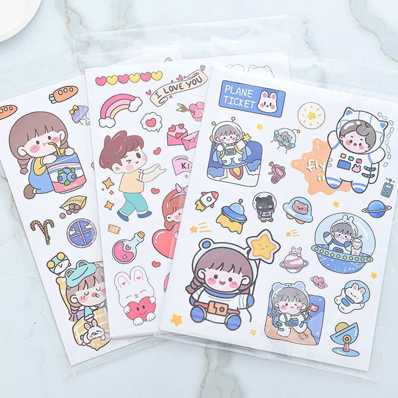 手账DIY不干胶贴纸行李箱周边动漫贴纸卡通可爱风防水不干胶标签