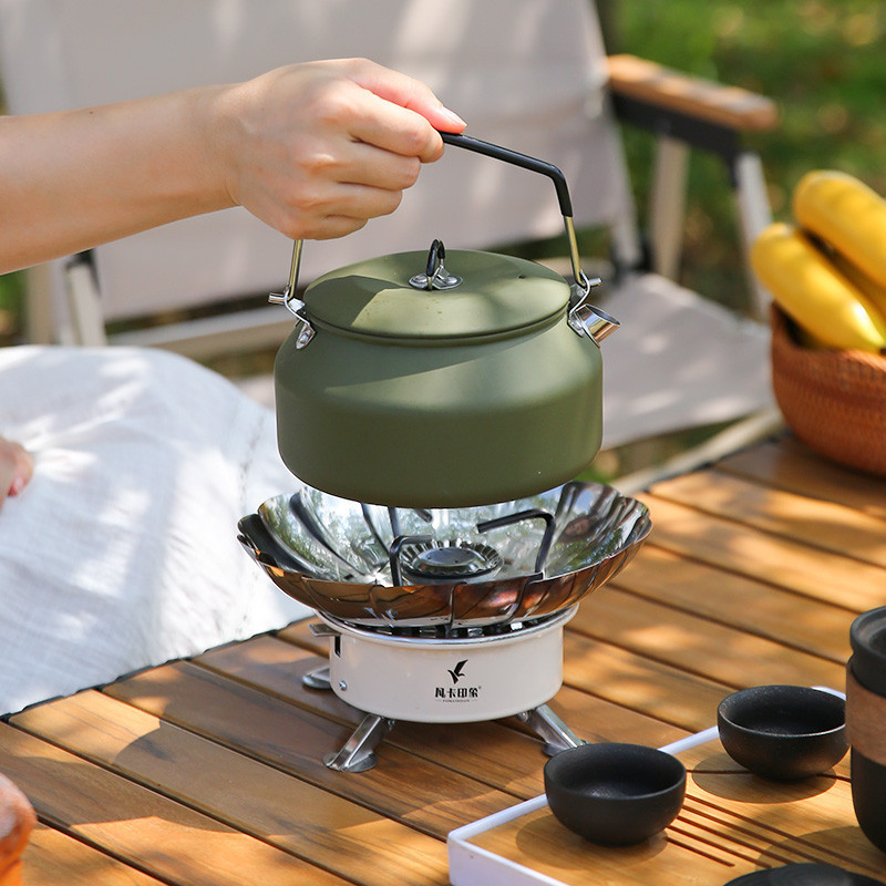 Outdoor Cassette Stove Portable Gas Stove Windproof Fierce Fire Lotus Split Stove Head Camping Style Water Boiling Tea