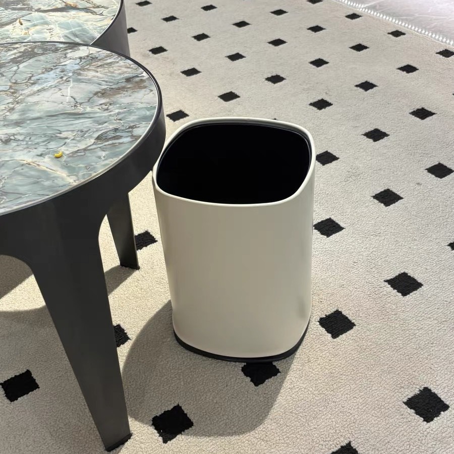 Basura de acero inoxidable de estilo nórdico sin tapa cocina para el hogar sala de estar baño de hotel de gran capacidad de doble capa