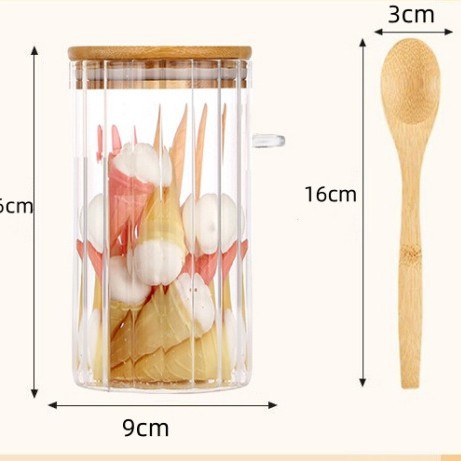 Exportación de vidrio a rayas de borosilicato alto, cuchara colgante, tanque de almacenamiento, tanque de condimento de cocina, Amazon mismo estilo