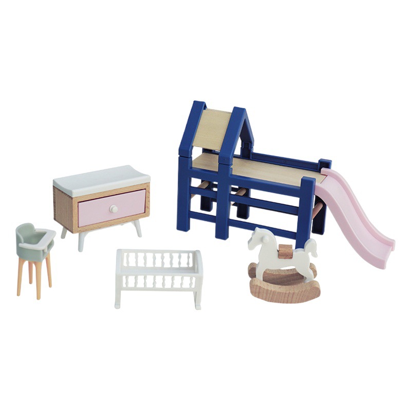 [En stock] jugar muebles de la casa habitación de los niños habitación del bebé escena Decoración Accesorios de tiro cama pequeña diapositiva agitar