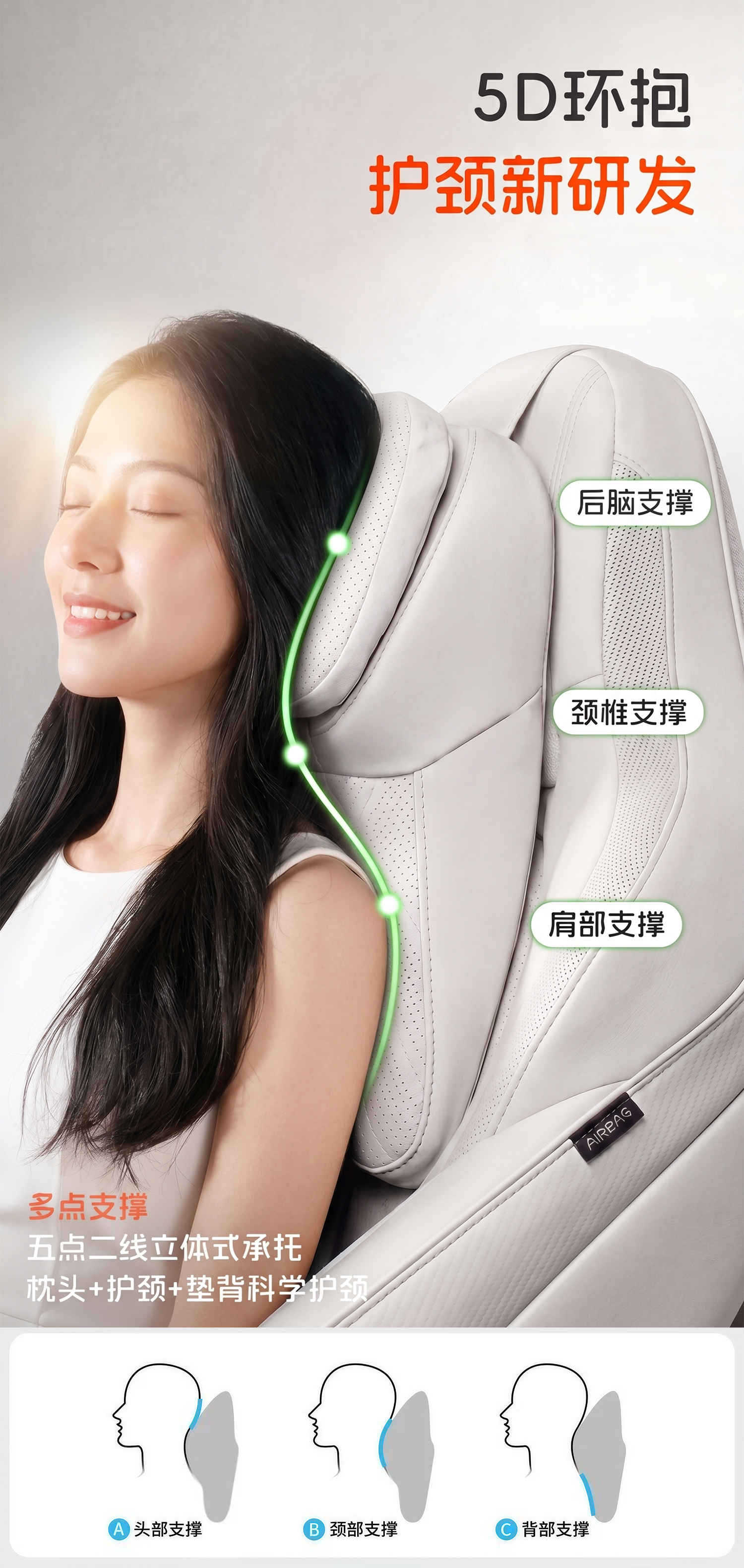 Car Headrest, Neck Pillow, In-Car Cushion, Lumbar Support, Suitable for Mercedes-Benz, Maybach, Bmw, Tesla