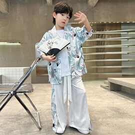 男童夏季国风套装2024新款夏装中大儿童男孩新中式夏款唐装汉服潮