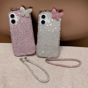 Luxurious Classy Stereo Flash Diamond Butterfly Suitable for Apple 16Promax Mobile Phone Case Iphone16 Fashion 14 Trend 13