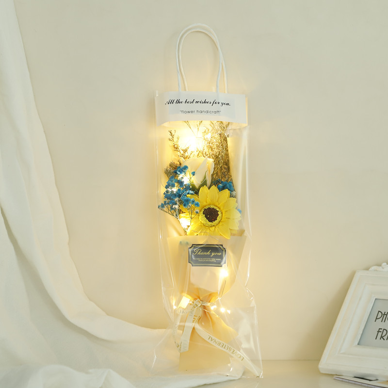 满天星+1朵玫瑰太阳花 香槟色