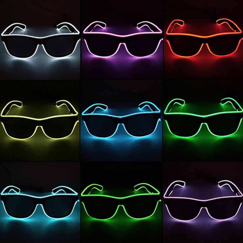 Mayorista transfronterizo inalámbrico EL gafas de luz fría gafas LED decoración de Halloween bar fiesta brillante