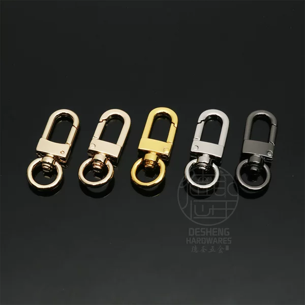 New High-grade Smooth Thick Electroplated Keychain Accessories Dog Buckle Multi-function Key Ring Hanging Buckle Small Hook Buckle