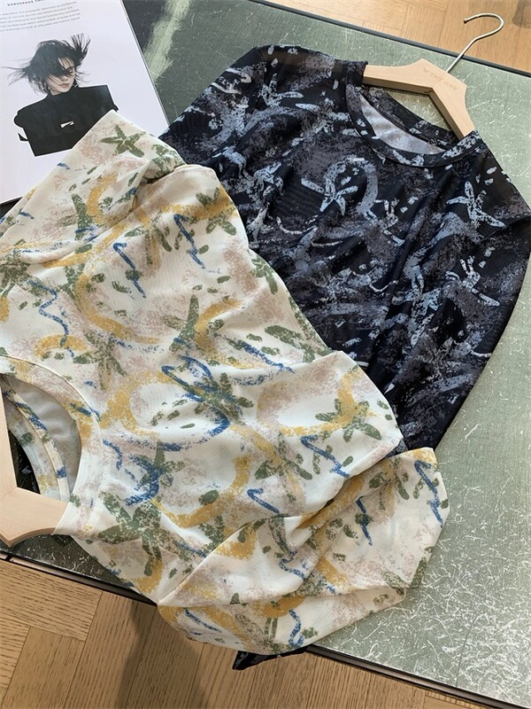 WTHEONE时髦精复古中式韵味花色修身显瘦侧边抽绳长袖T恤女2025秋|undefined