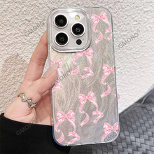 虾皮ins韩系粉色蝴蝶结适用iPhone17羽纱苹果16promax防摔手机壳