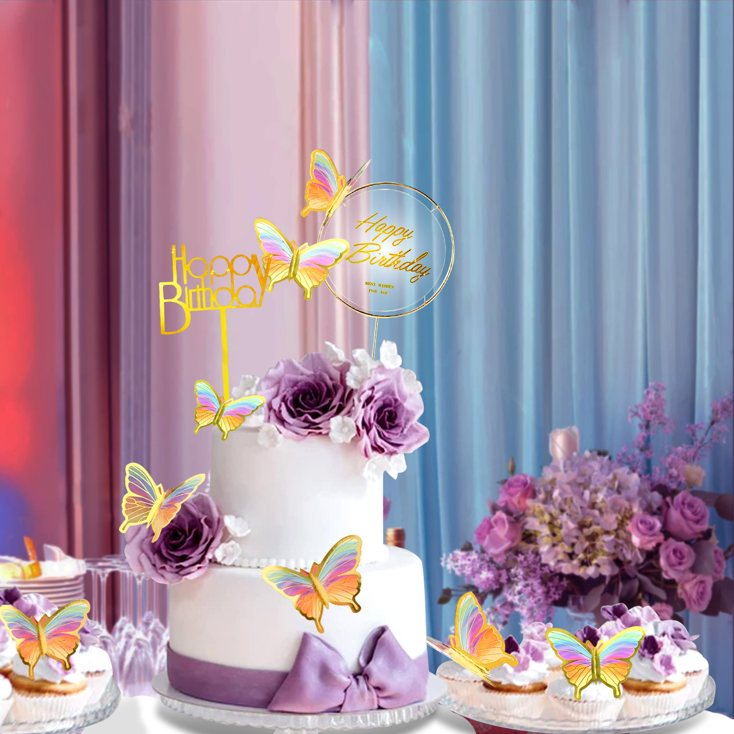 Birthday Fairy Style Cute Letter Butterfly Paper Birthday Cake Decorating Supplies display picture 3