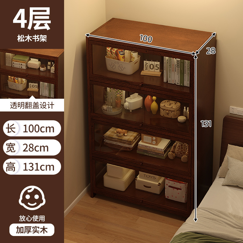 Mesita de noche de madera maciza estantería estante de piso a techo hogar a prueba de polvo gabinete de exhibición gabinete de almacenamiento dormitorio junto a la cama pequeña estantería