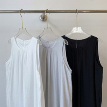 韩系下摆拼纱设计 2025春夏新款圆领气质显瘦背心连衣裙女