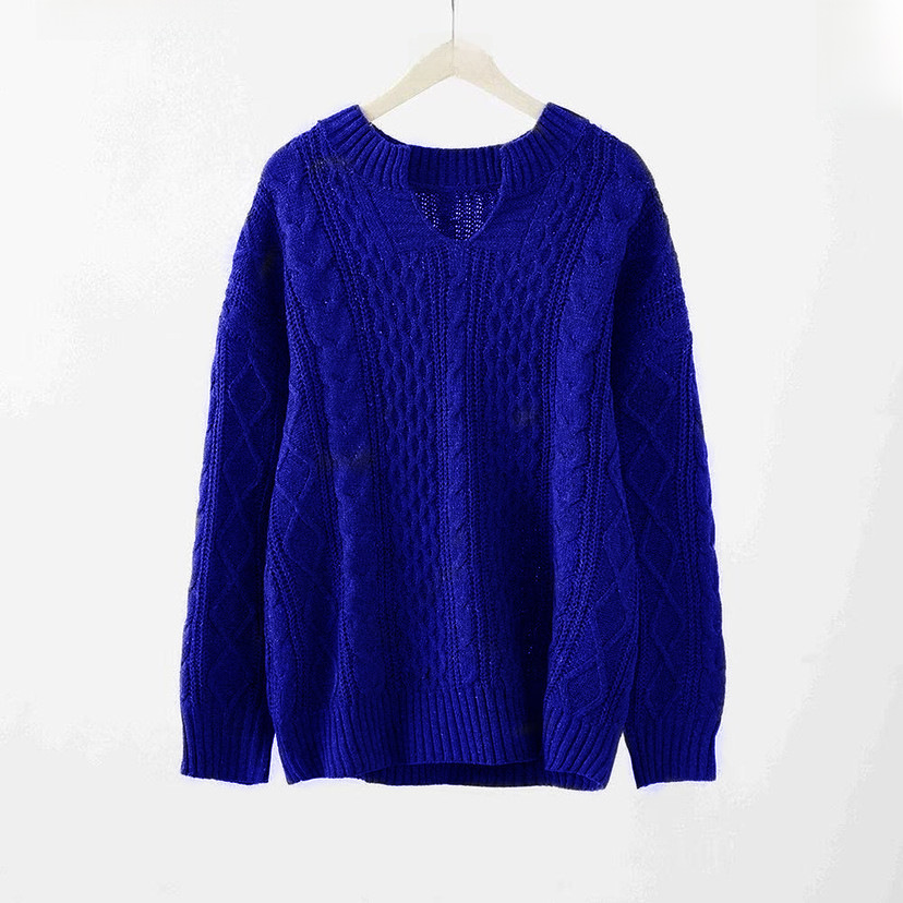 Women's Knitted Pattern Sweater Casual Long Sleeve Jumper_voghion.com