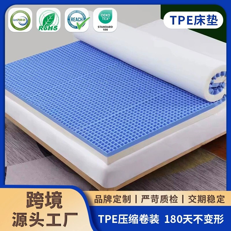 Cross-Border Tpe Honeycomb Grid Gel Memory Foam Soft Mattress Breathable Tatami Mattress Tpe High Elasticity Mattress Customization