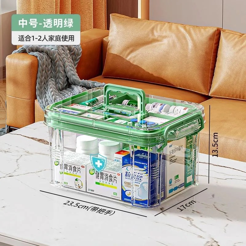 多層大容量家庭用透明家庭用薬箱応急処置薬ポータブル医療分類収納小型薬箱|undefined