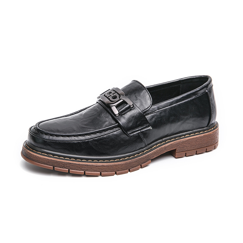 Transfronterizos británicos Lefour zapatos de moda para hombres peluqueros Bean zapatos de cuero casuales de suela gruesa zapatos de hombre image 6