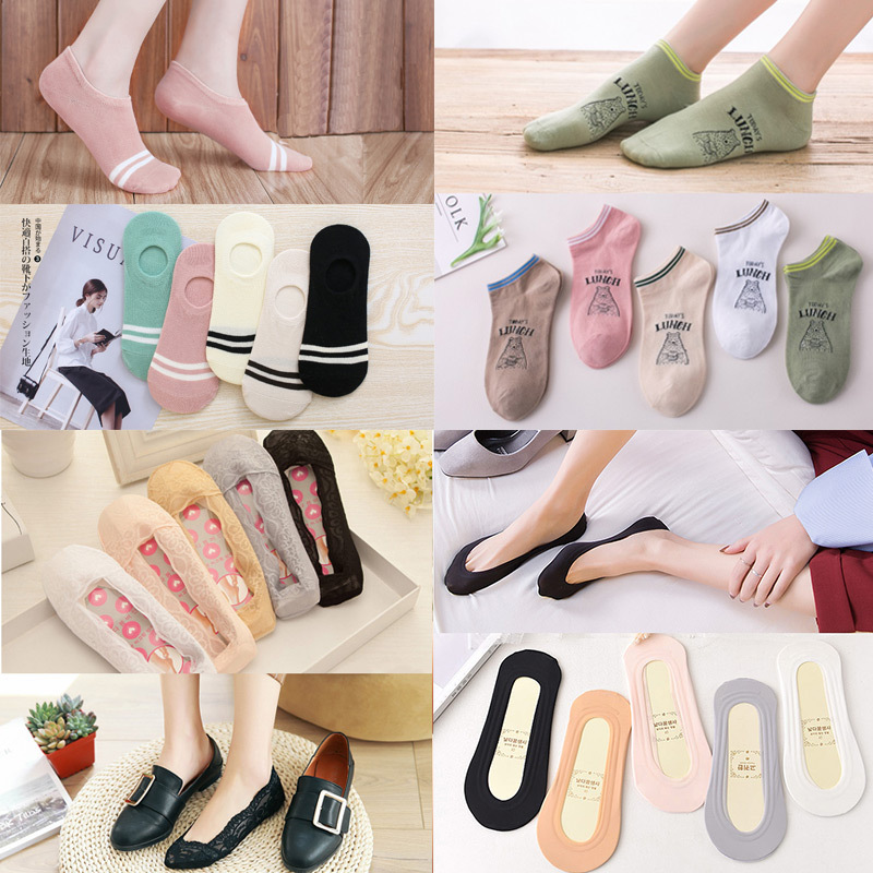 Clearance Boat Socks Women's Summer Shallow Mouth Students Korean Style Lace Invisible Socks Women's Short Summer Girls Ultra-thin Magic Socks