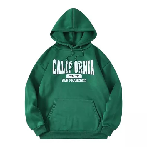 Letter Print Hooded Sweatshirt with Fleece for Women - 2024 Autumn/Winter New Arrival Korean Style Loose Fit Casual Long-Sleeve Top