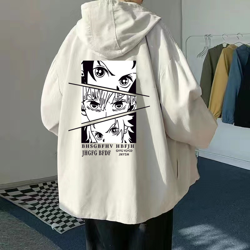 Hooded Jacket Spring and Autumn Men's Casual Trendy Baita Loose Hong Kong Style Top plus size Outer Wear Hooded Jacket Student