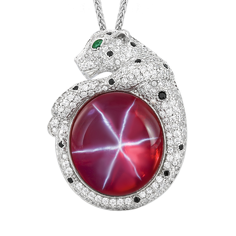 Producto popular Zhuang Shengsheng joyería simulación corindón rojo estrella de seis puntas colgante de leopardo de luz piedra principal 18*20 al por mayor