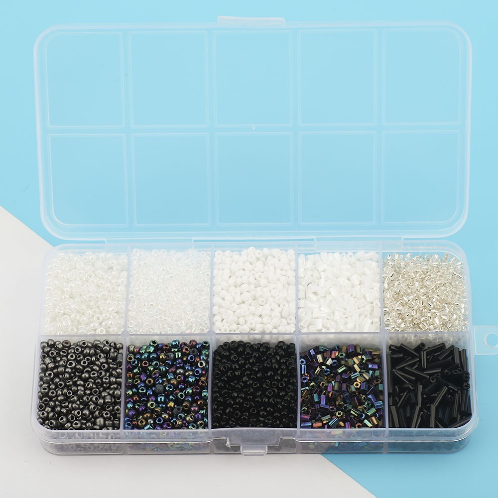 Cuentas de arroz 10 cuadrícula multicolor caja clásica de cuentas sueltas sequinilla pulsera pendientes DIY accesorios joyería al por mayor