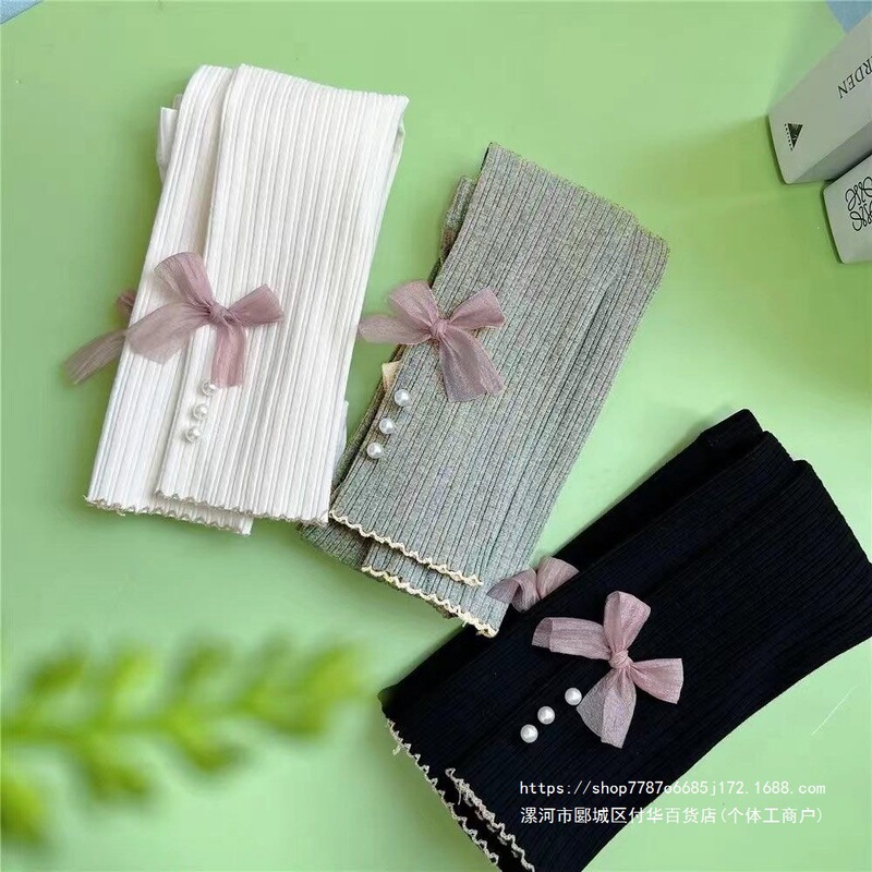 Girls' leggings for spring and autumn, cotton, stylish, thin, medium-thick, suitable for outdoor wear, children's nine-point pants, pantyhose
