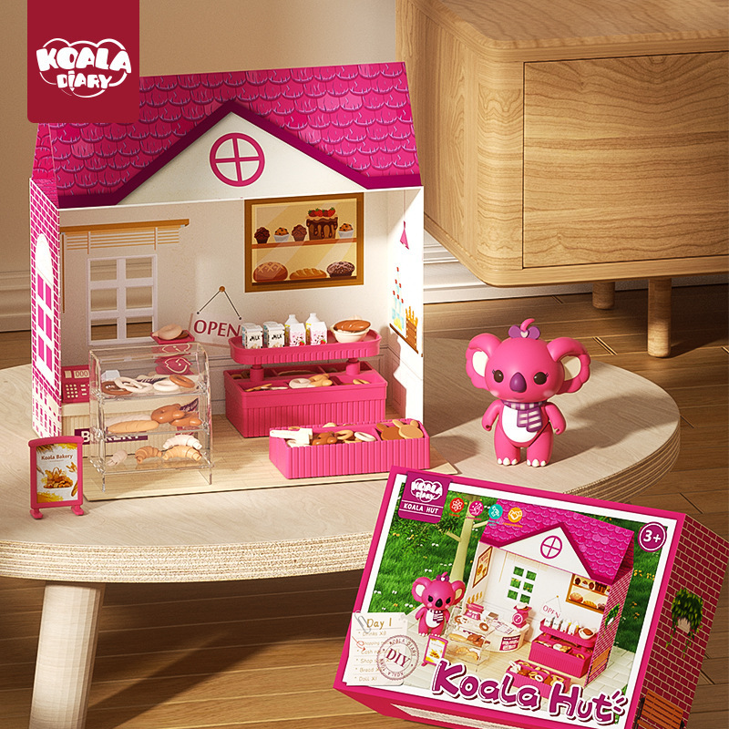 Koala Diary Simulation Kitchen Playhouse Toy Miniature Scene Doll Furniture Folding House with Dolls Dropshipping