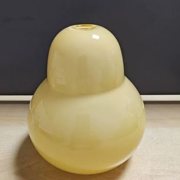 Cream Pear-Shaped Table Lamp Glass Lampshade Hotel Restaurant Replacement Modification Colorful Gourd Small Hole Chinese-Style Table Lamp Shell