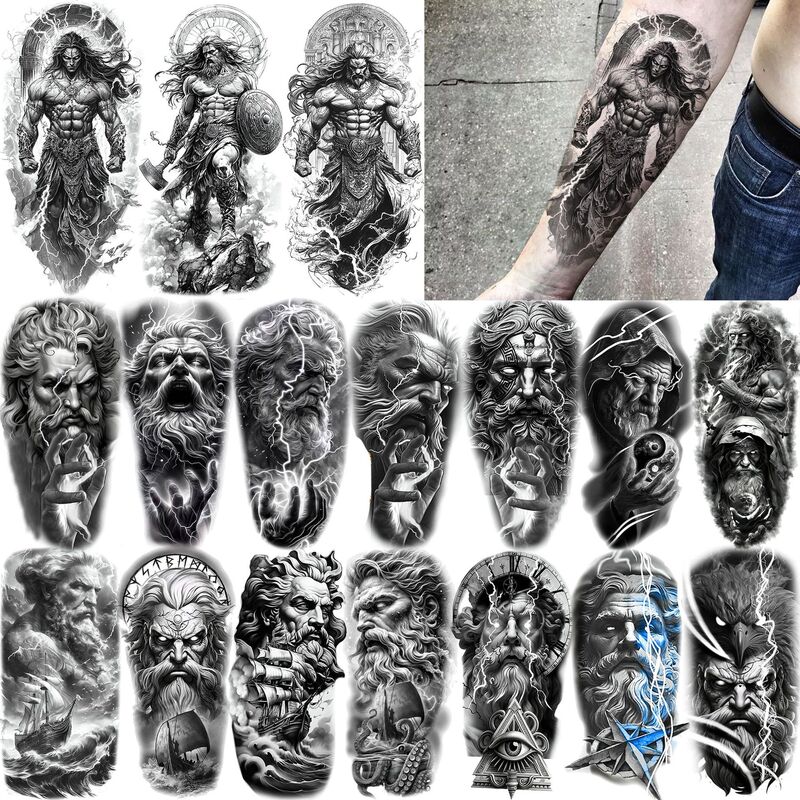 Cross-Border Ancient Greek Mythology Zeus Tattoo Stickers Realistic Arm and Leg Tattoo Stickers Temu European and American Tattoos Cross-Border Ancient Greek Mythology Zeus Tattoo Stickers Realistic Arm and Leg Tattoo Stickers Temu European and American Tattoos