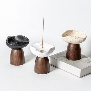 Cross-Border Light Luxury Cement Home Wabi-Sabi Style Incense Holder Indoor Desktop Aromatherapy Incense Burner Incense Base Small Ornaments