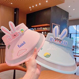 New Kidsren's Rabbit Ear Hat Summer Empty Top Hat Baby Sun Hat Boys and Girls Sun Protection Hat Thin Section