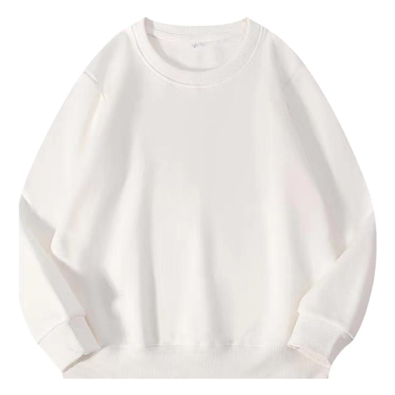 Autumn and Winter cotton fleece-lined sweater custom class uniform group work clothes printed logo loose drop shoulder round neck sweater