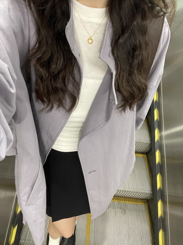 韩系紫色风衣外套女春秋2025新款爆款小个子休闲宽松百搭气质上衣|undefined