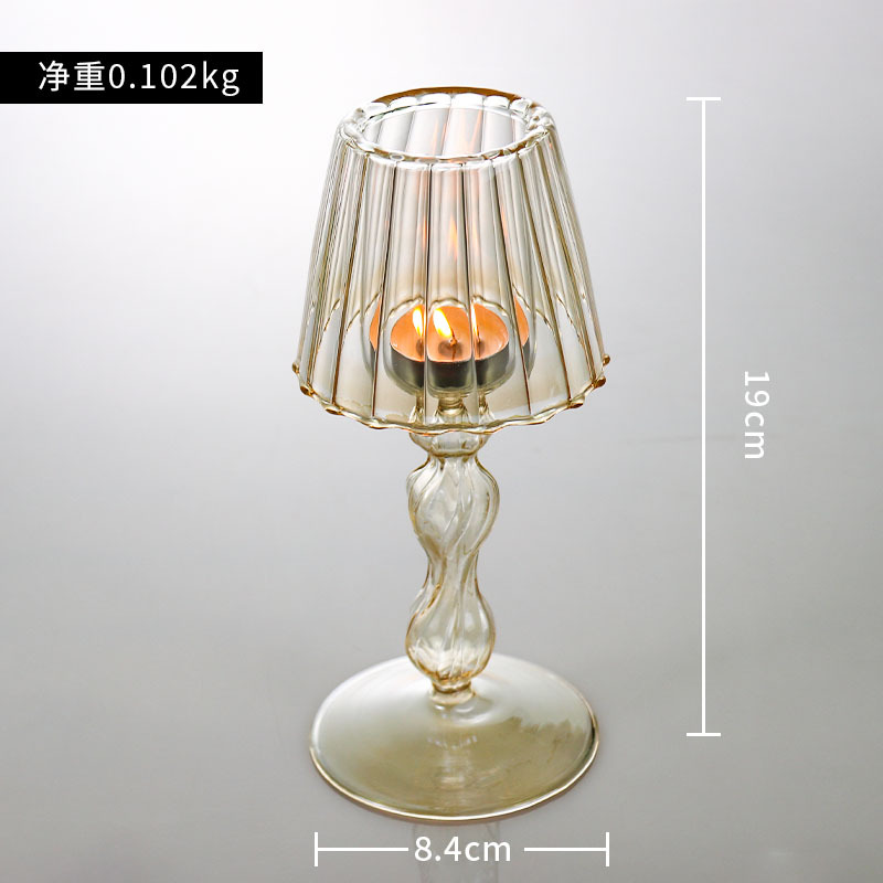 Lámpara de mesa Candelabro de vidrio ins vidrio simple de estilo europeo cena romántica candelabro de vidrio decoración creativa candelabro de plata