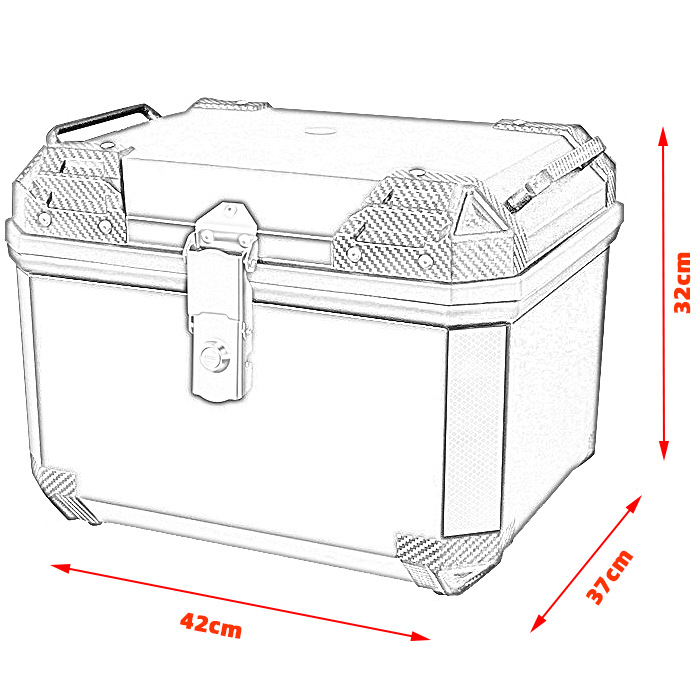 Suitable for motorcycle rear trunk 45L waterproof PP trunk non-aluminum alloy battery car toolbox universal tail box
