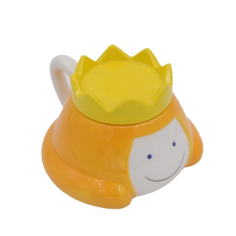 Taza de princesa creativa de cerámica Taza de corona Taza de dibujos animados 3D Taza de diversión para niños Taza de café
