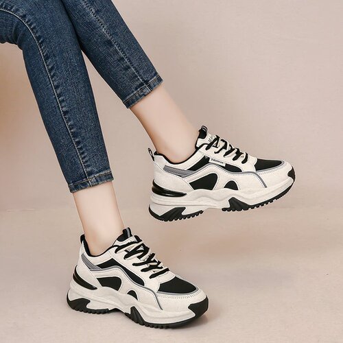 Wholesale Dad Shoes for Women 2025 Korean Style Rubber Sole Small Foot Effect Casual Shoes Thick-Soled Height-Increasing Sneakers