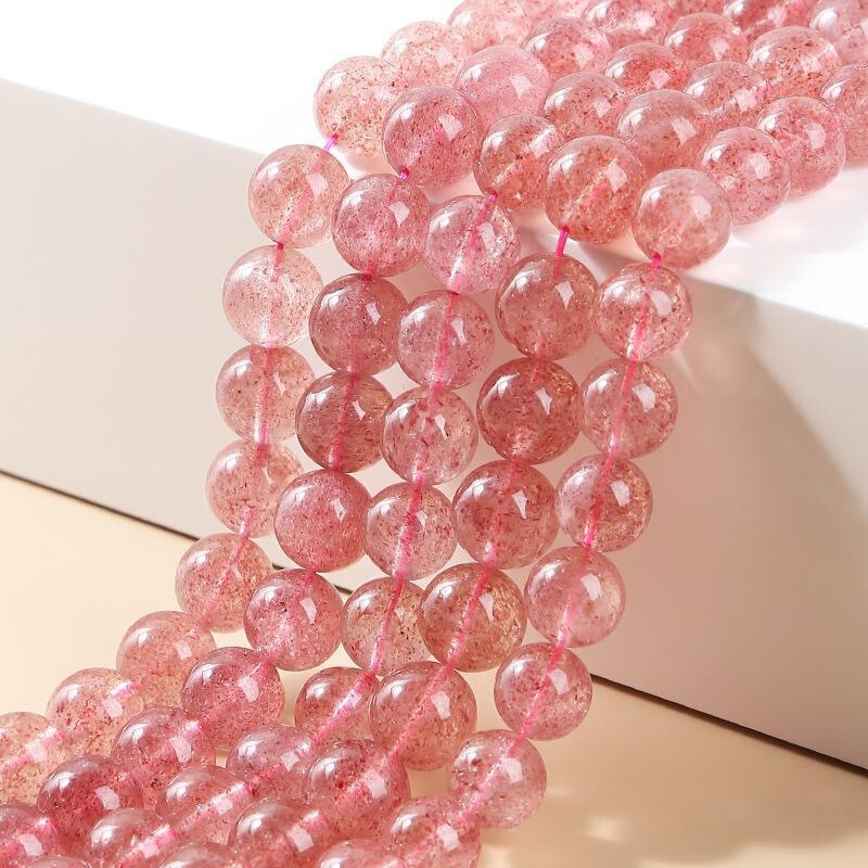 Natural Mineral Strawberry Wafer Beads Loose Beads DIY Handmade Beaded Semi-Finished Jewelry Accessories Manufacturer Dropshipping