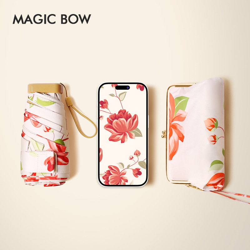 Bolso de la señora paraguas de sol femenino soleado y lluvioso de alto aspecto súper protección solar UV sol paraguas pequeño portátil publicidad personalizada