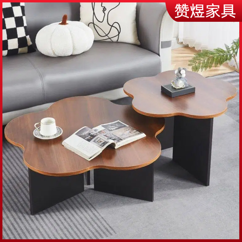 简约花朵型茶几小户型边几客厅角几民宿茶几圆桌边几角几高级茶几